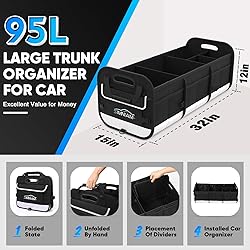 Simniam Large Car Trunk Organizer - with 5