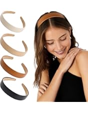 5 Pcs Thin Leather Headbands - Women's Knotted Fashion Loop Hair Accessories - Non Slip Black & Brown