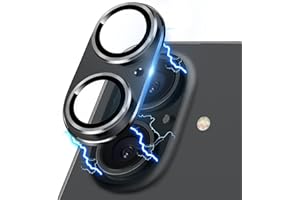 Hsefo Compatible with iPhone 16 and 16 Plus Camera Lens Protector, Anti-Scratch Tempered Glass Metal Camera Screen Protector Shockproof Full Protective Lens Cover, Black