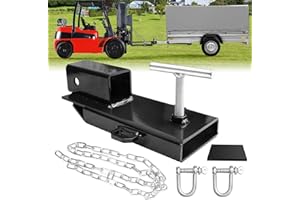 BESTZHEYU Forklift Trailer Hitch Attachment, EBESTTECH 1PC 2'' Receiver Trailer Towing Adapter with Chain Black