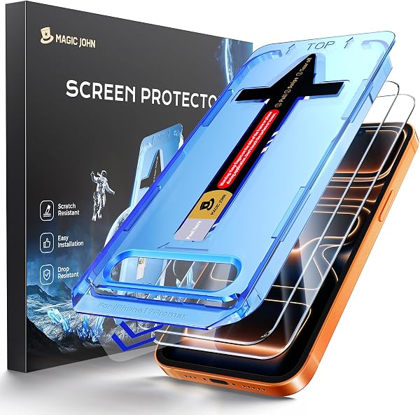 MAGIC JOHN 2 Pack for iPhone 17 Pro Max 6.9 inch Tempered Glass Screen Protector, Auto Dust-Elimination, Bubble Free, HD Clea