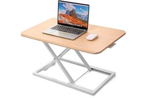 biueus Height Adjustable Standing Desk Converter, Stand Up Desk Converter for Home Office, Gas Spring Computer Workstation for Monitor Or Laptop (Wood)