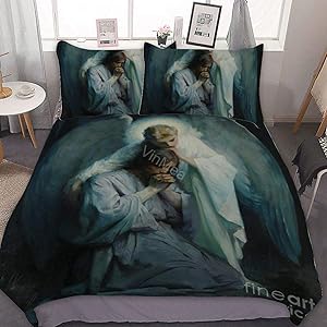 Duvet Cover Sets Queen Size Agony-in-The-Garden-Frans-Schwartz 100% Washed Microfiber 3pcs Bedding Duvet Cover Set,Solid Color Soft and Breathable with Zipper Closure