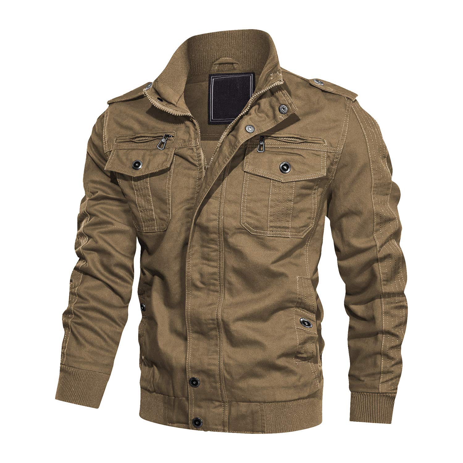 Buy BIYLACLESEN Cargo Coat Men Lightweight Cotton Jackets Stand Collar
