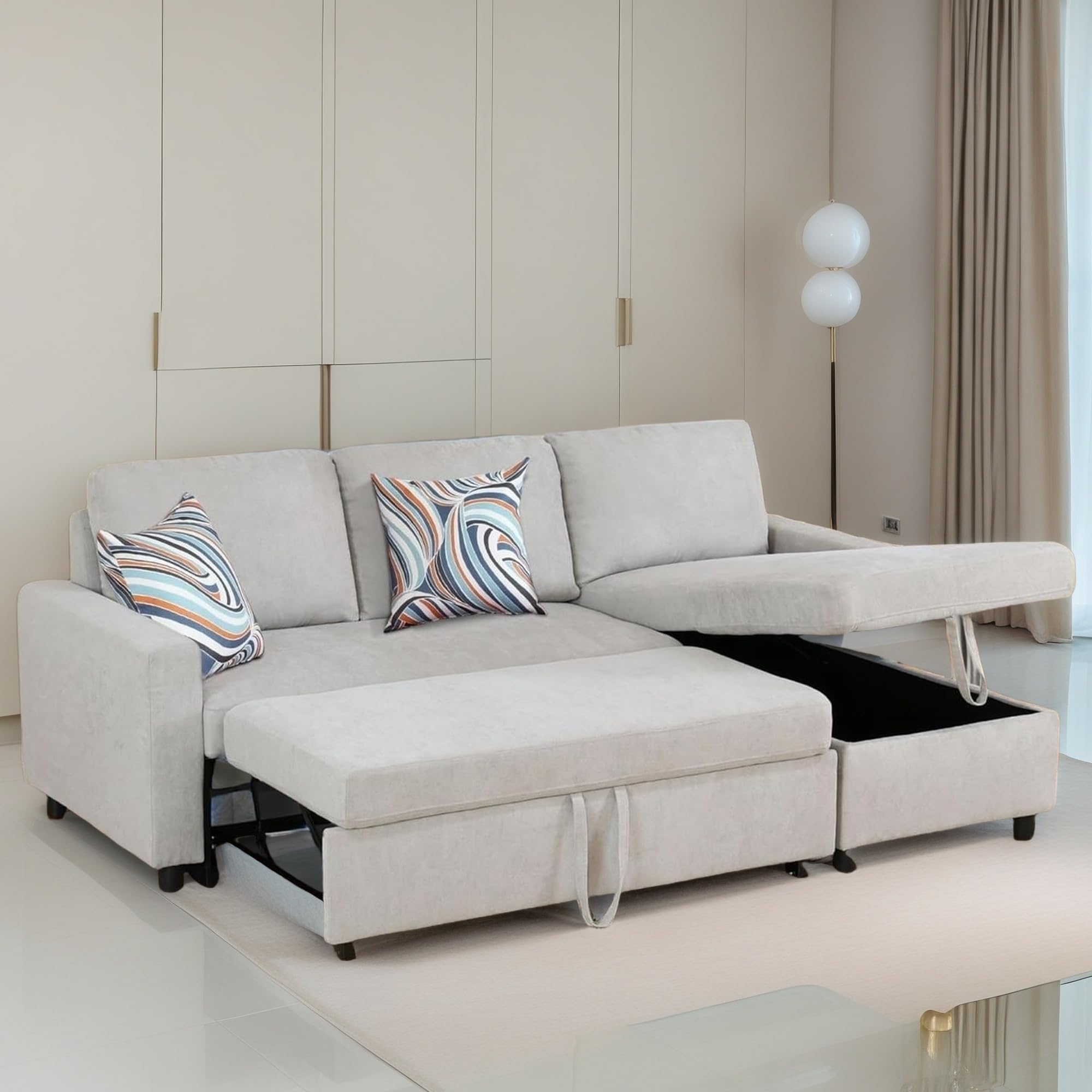 FONTOI Sofa Bed Pull Out Couch, Convertible Sectional Sleeper Sofa with ...