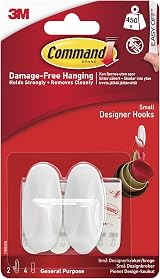 Command Small Designer Hooks White Pack of 2 Hooks and 4 Strips view 1