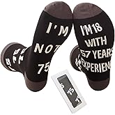Qlvexkah Stitched Novelty Funny Socks for Dad husband Father, 55th 65th 75th 85th Birthday Gifts for Men