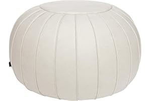 Thgonwid Handmade Foot Stool Ottoman Faux Suede Poufs 21.6" x 13" - Round Storage Floor Cushion Footstool for Living Room, Bedroom and Wedding, Beige (No Filler)