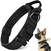 Tactical Military Dog Collar - Adjustable Heavy Duty Metal Buckle Nylon Collar with Control Handle for Small to Large Dogs (Black, L)