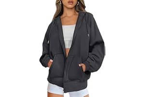 Jhsnjnr Womens Zip Up Hoodies with Pockets Hooded Fleece Jacket Long Sleeve Casual Oversized Sweatshirt
