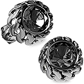 KETRYEP Black Studs Earrings for Men Cubic Zirconia Emerald Garnet Earrings for Women Unique Cuban Link Styled Hypoallergenic Jewelry