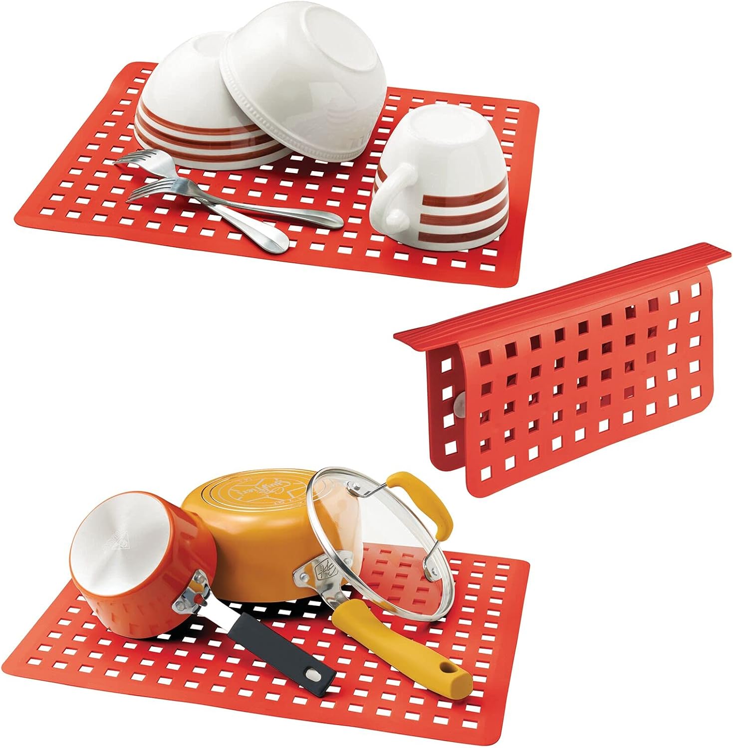 mDesign Decorative Kitchen Plastic Sink Protector Set Protect