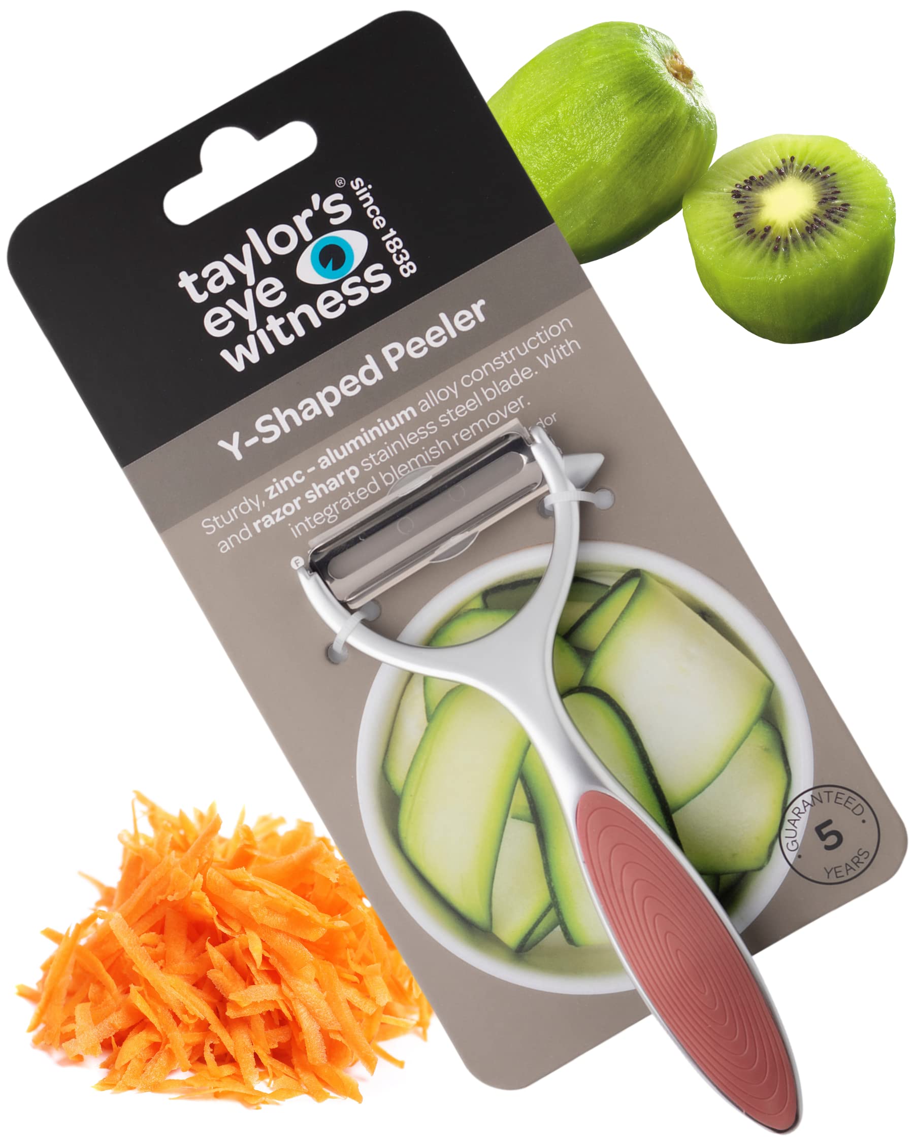 Premium Y Shaped Vegetable Peeler - Taylors Eye Witness, Great Kitchen Gadget, with Sturdy Zinc Aluminum Construction with Silver and Baked Clay Colour, Glides Easily Over Apple, Carrot Or Potato.