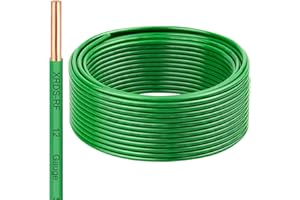 XRDS -RF 12 AWG THHN Wire 25FT – Single Bare Copper Conductor, Green Electrical Building Wire with Nylon Insulation for Panel Wiring, Grounding, Lighting Circuits, Control Systems