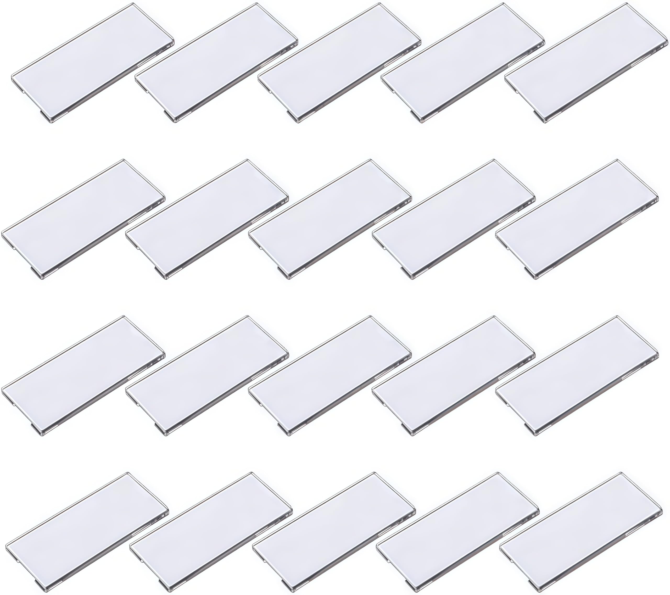 20 Pcs Badge Holders, Clear Acrylic Name Tag Badge Holder Insert Type Blank Badge Card Holder with Pins(2.76 x 1.2Inch)