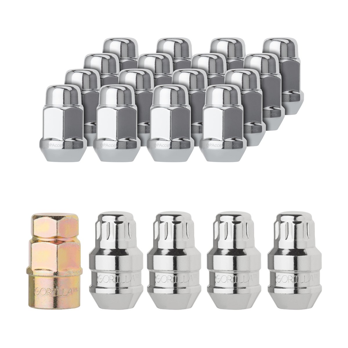 DPAccessories LCB3B6HC2CH04KT5 5-Lug Chrome Wheel Installation Kit - 16 Lug Nuts - 4 Locks - M12x1.50-3/4 Hex Wheel Installation Kit