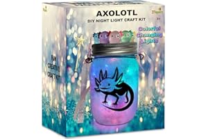 2PEPERS Make Your Own Axolotl Lantern Jar Night light Arts and Crafts for Kids, Axolotl Gifts, Birthday Present for Girls and Boys Ages 3 4 5 6 7 8 9 10 11 12+ Years old, Toys for Little Girls Animals Craft