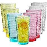AKMQYM BPA-Free Plastic Tumblers 8 Pack (8x22oz) | Reusable Dishwasher Safe | Stackable Shatterproof Cups | Plastic Drinkware & Drinking Tumblers for Restaurant, Home, Party