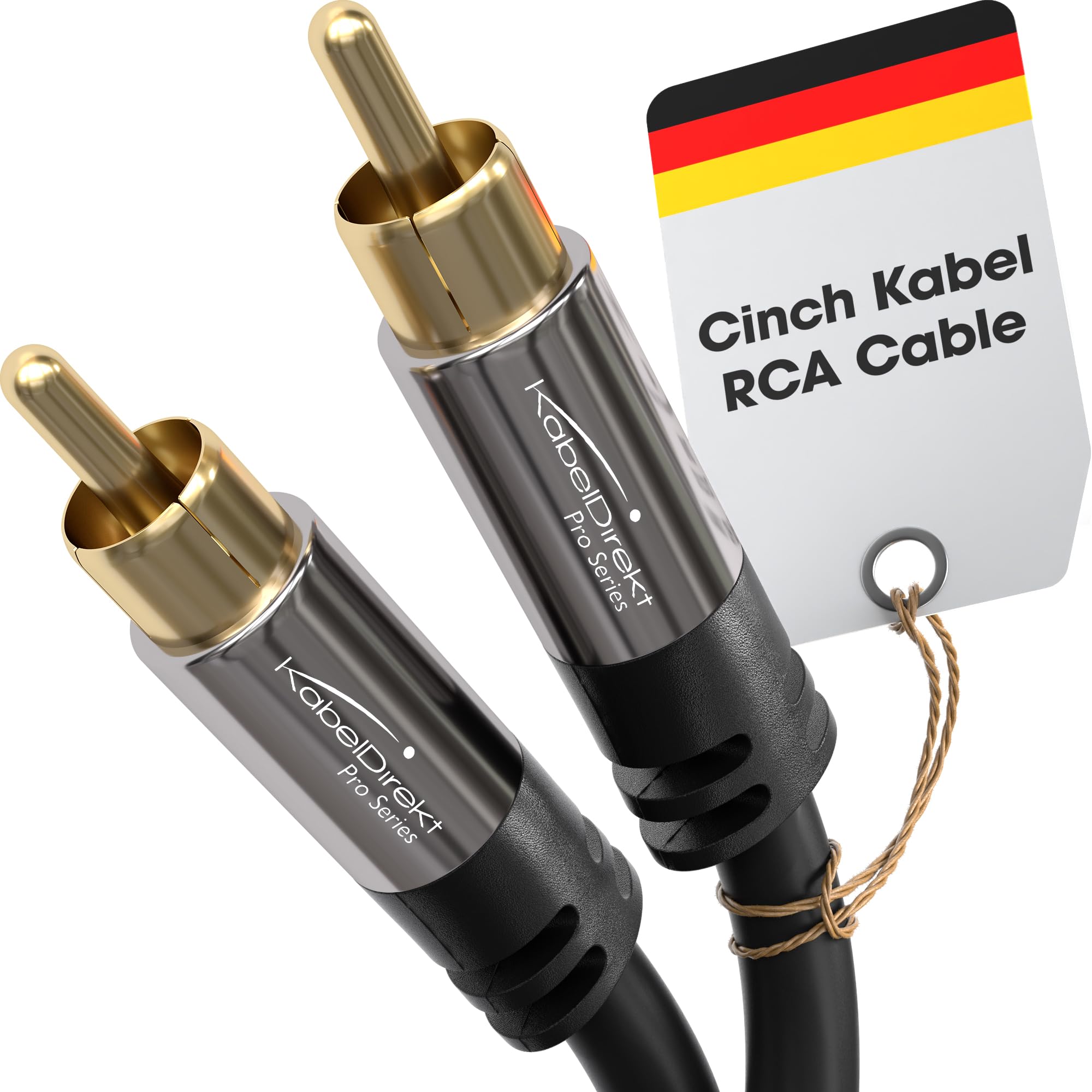 KabelDirekt – 1.5m – RCA/phono subwoofer lead cable, 1 to 1, audio/digital/video (coax cable, male/male cinch plugs, for amps/Hi-Fis, audio signals/composite video, 75 ohm, black)