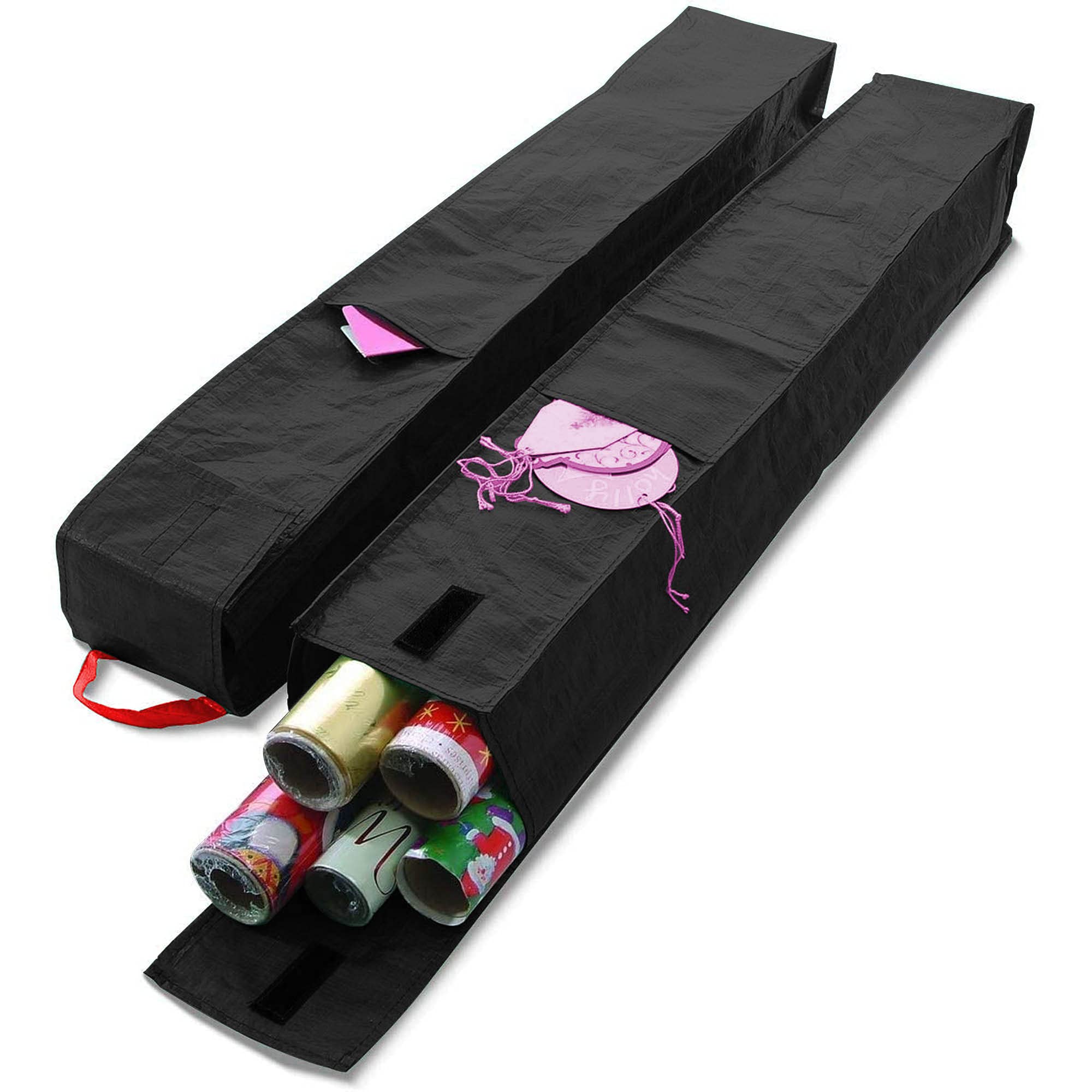 Ram® 2 X Black Christmas Birthday Gift Wrap Paper Storage Bags With Sleeves HOLDS UPTO 30 ROLLS