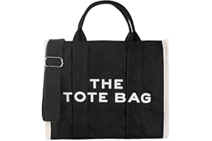 DEZESAS The Tote Bag for Women, Canvas/Leather Tote Purse Crossbody Bags with Zipper Sturdy HandBag for School, Travel