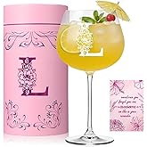 Physkoa Personalized Initial Wine Glass for Women - 20 oz Stemmed Monogrammed Glass, Customized Engraved Gift for Mom, Wife, Friend, Her - Birthday, Mother’s Day, Wine Lover Gift