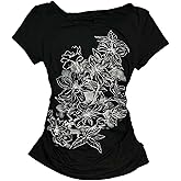 Emo Grunge Top Short Sleeve Y2k Shirts Vintage Streetwear Tops Women 2000s Fashion