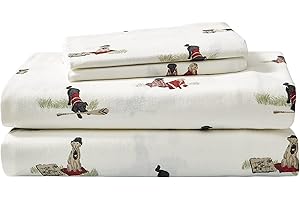 Eddie Bauer - Queen Sheet Set, Warm Breathable Cotton Flannel Bedding with Deep Pockets, Brushed for Extra Softness, Cozy Home Decor, Oeko-Tex Certified (Retriever Adventures, Queen)