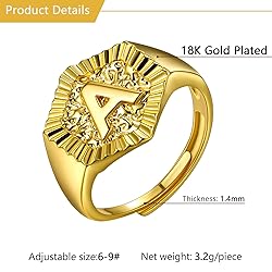 U7 Trendy A-Z Letter Gold Plated Adjustable Opening