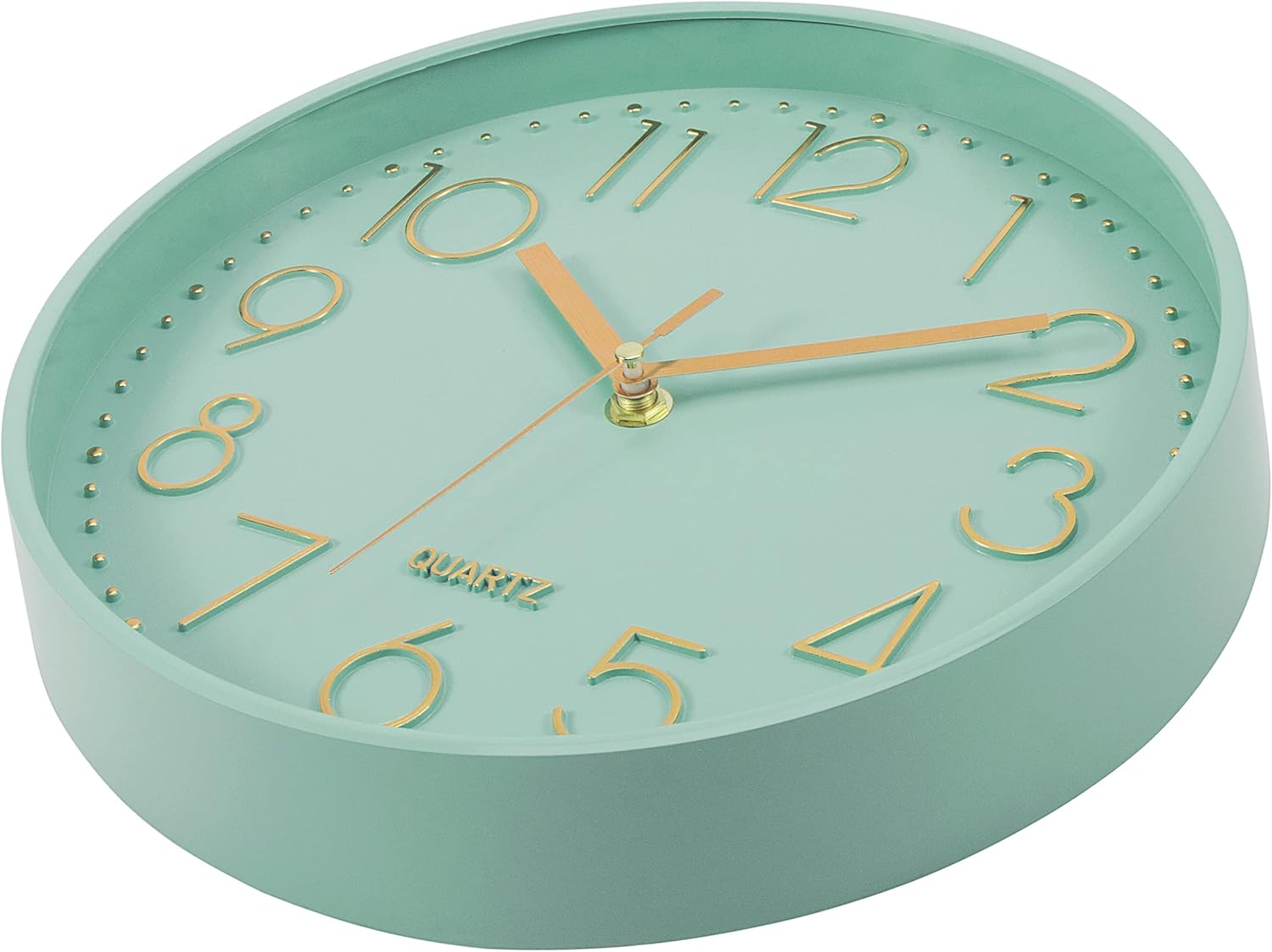 Lumuasky Modern Wall Clock, Silent Non-Ticking Battery Operated Decorative Clock for Living Room Bedrooms Office Kitchen (Green Gold, 10 inch): Kitchen & Dining