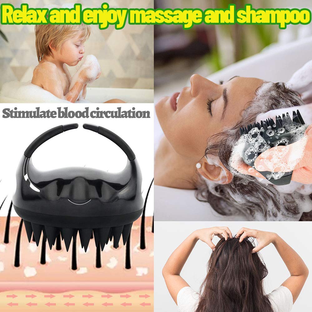 Vebiys Hair Scalp Massager Shampoo Brush - Scalp Brush For Hair Washing - Upgraded Head scrubber, Soft Silicone Bristles For Exfoliating And Remove Dandruff, Improve Hair Growth (Black) : Beauty