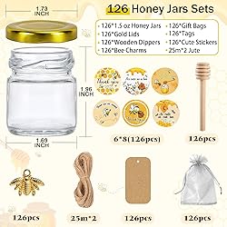 Aliggbent 126 Pack Mini Honey Jars for Party Favors