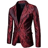 Cloudstyle Mens Slim Fit Paisley Suit Single Breasted Party Suit Jacket 1 Button Sport Coat
