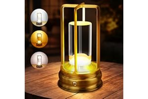 MeRGBWLife Cordless Table Lamp - 1 Pack Rechargeable 2000mAh Battery Operated LED Lamp with 3-Color Stepless Dimming, Touch C