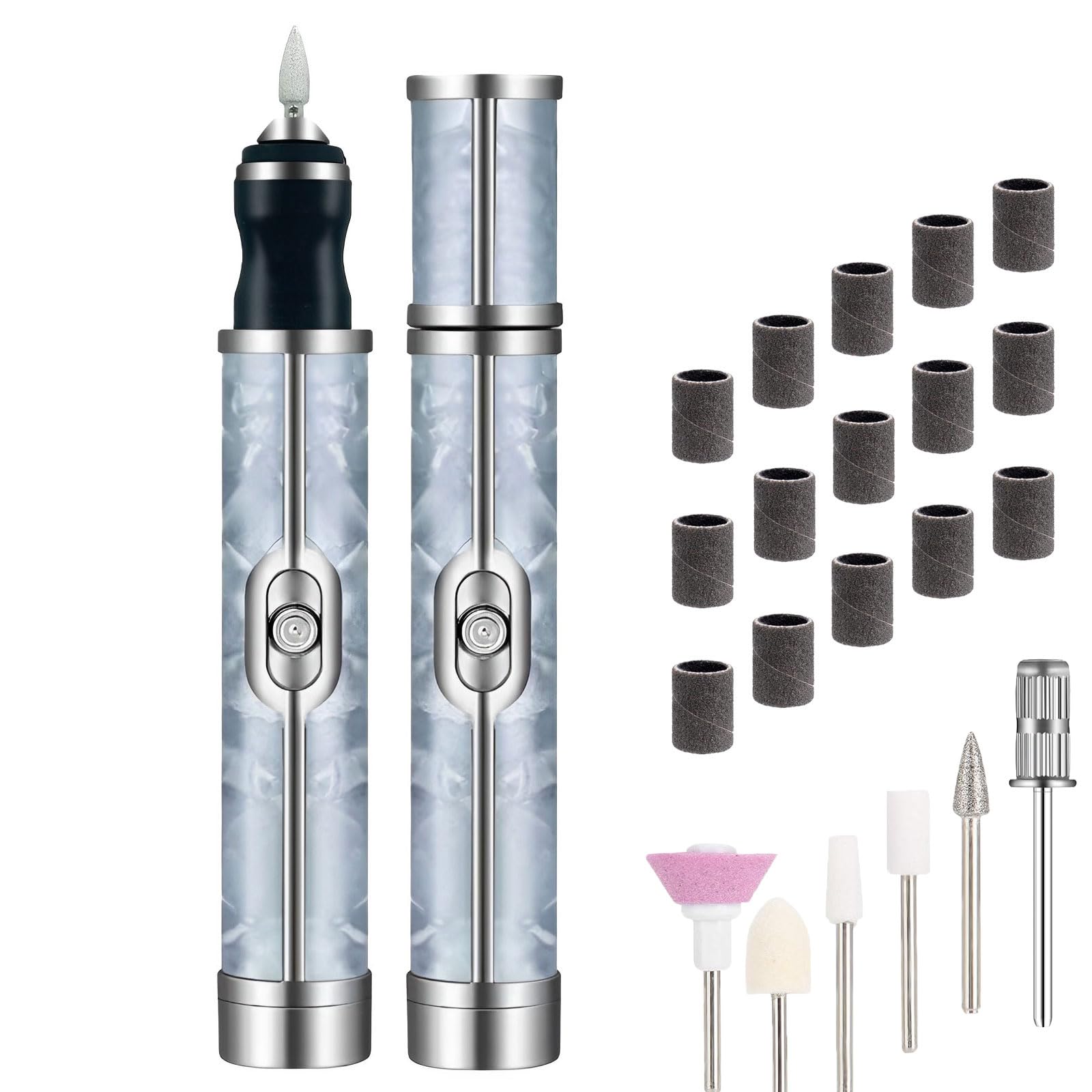 Electric Nail Files Professional Nail Drill 20000RPM Nail File Adjustable Speed Manicure Pedicure Set with 15 Pcs Sanding Bands and 6 Pcs Nail Drill Bits for Gel,Acrylic Nails for Beginner