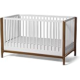 Little Seeds Laurel 4-in-1 Convertible Crib, True White/Chestnut