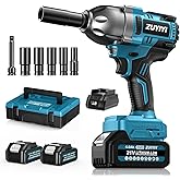 ZUYIYI Cordless Impact Wrench 1/2", 1600N.m (1200ft-lbs) High Torque Brushless Impact Gun, 21V 3800RPM Power Impact Wrenches, Electric Impact Driver with 2x 4.0Ah Battery for Car Tire Truck RV Mower