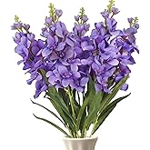 ICBOX Purple Delphinium Artificial Flowers,6PCS Artificial Snapdragon Flowers Long Stem Flowers for Tall Vase Wedding Party Table Centerpieces Home Decor(Purple)