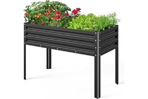 mestyl Galvanized Raised Garden Bed Outdoor for Vegetables Flowers Herb, Elevated Metal Planter with Legs, Metal Garden Box for Gardening Backyard, Easy Assembly, 48x24x32in, Black
