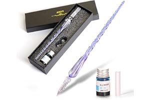 AOKUY Glass Dip Pen Set,Calligraphy Pen,Crystal Signature Pen for Art, Writing, Signatures -Decoration and Business Gift