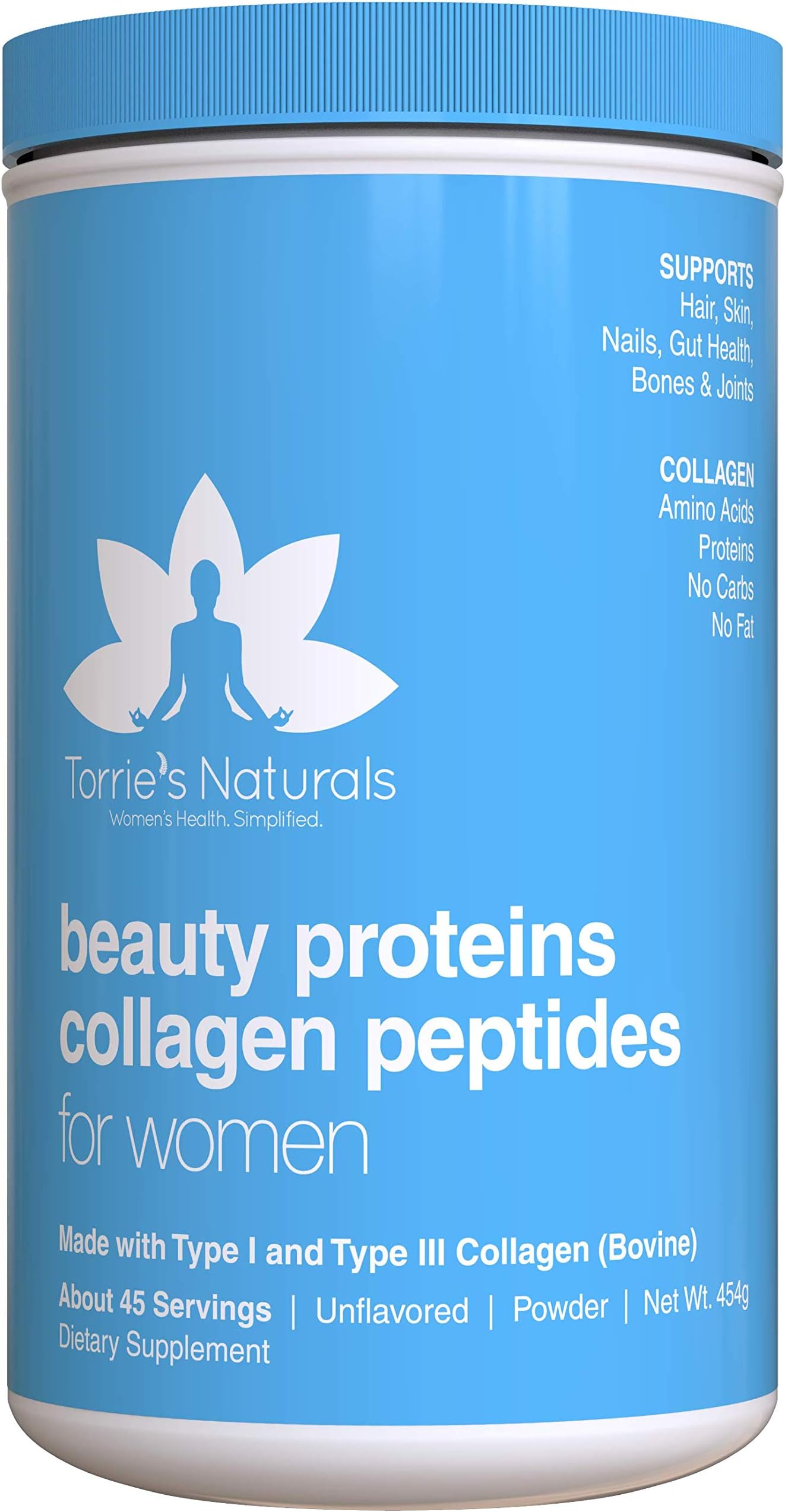 Hydrolyzed Collagen Peptides Powder for Women by Torrie's Naturals | Certified Grass-Fed Collagen Protein, Keto & Paleo Friendly, Unflavored & Mixes Easily | #1 Best Women's Collagen Supplement