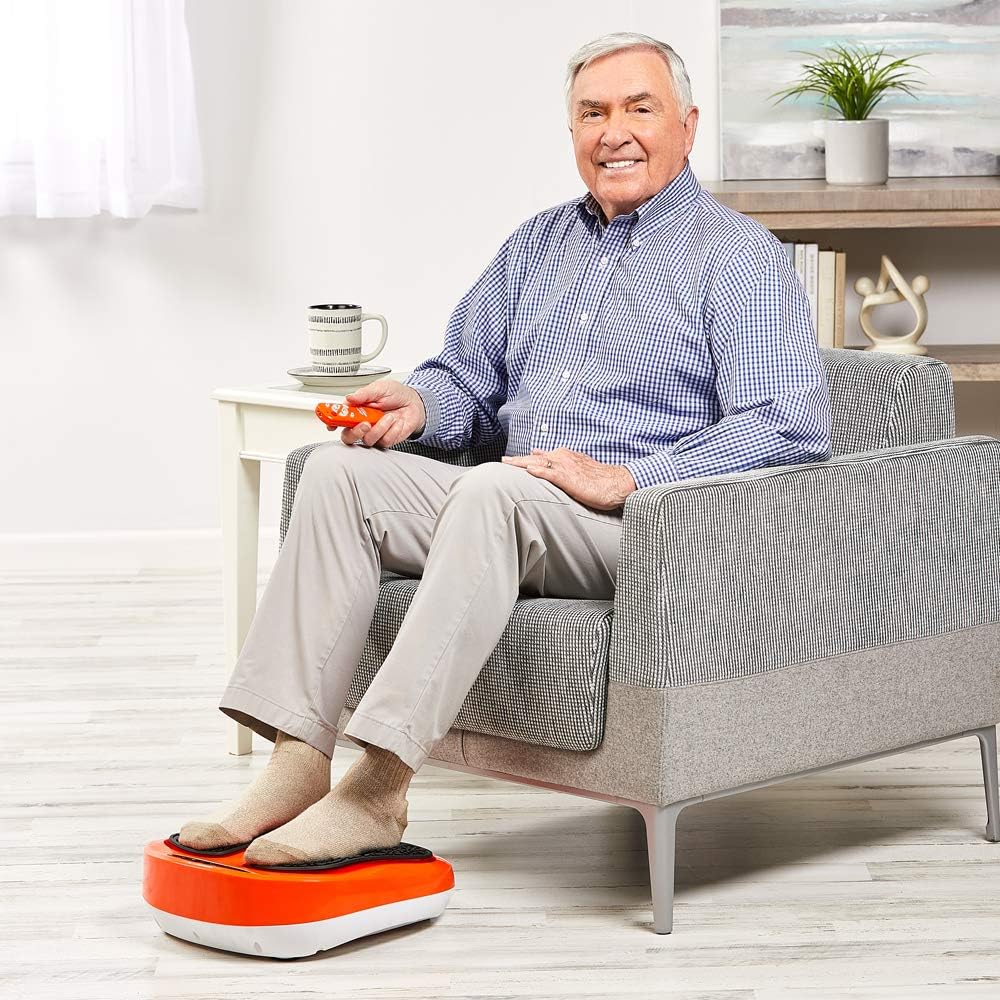 Power Legs Vibration Plate Foot Massager Platform with Rotating Acupressure Heads Multi Setting Electric Foot Massager with Remote Control: Health & Personal Care
