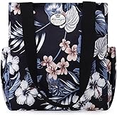 HUA ANGEL Floral Tote Bag - Casual Shoulder Bag Daily Tote Bag with Zipper Gym Travel Shopping Work Handbag for Women