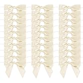 AIMUDI Small Ivory Bows for Christmas Tree 3.5" Pre Tied Ivory Bows for Wedding Premade Ivory Twist Tie Bows for Treat Bags Cake Pop Bows for Crafts Ivory Gift Bows Baby Shower Decorations - 50 Counts