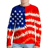 TZQPSJW Kids Tie Dye Long Sleeve Shirts Quick Dry Sun Protection UPF 50+ UV Rash Guard Shirt for 6-18 Years Old Boys Girls