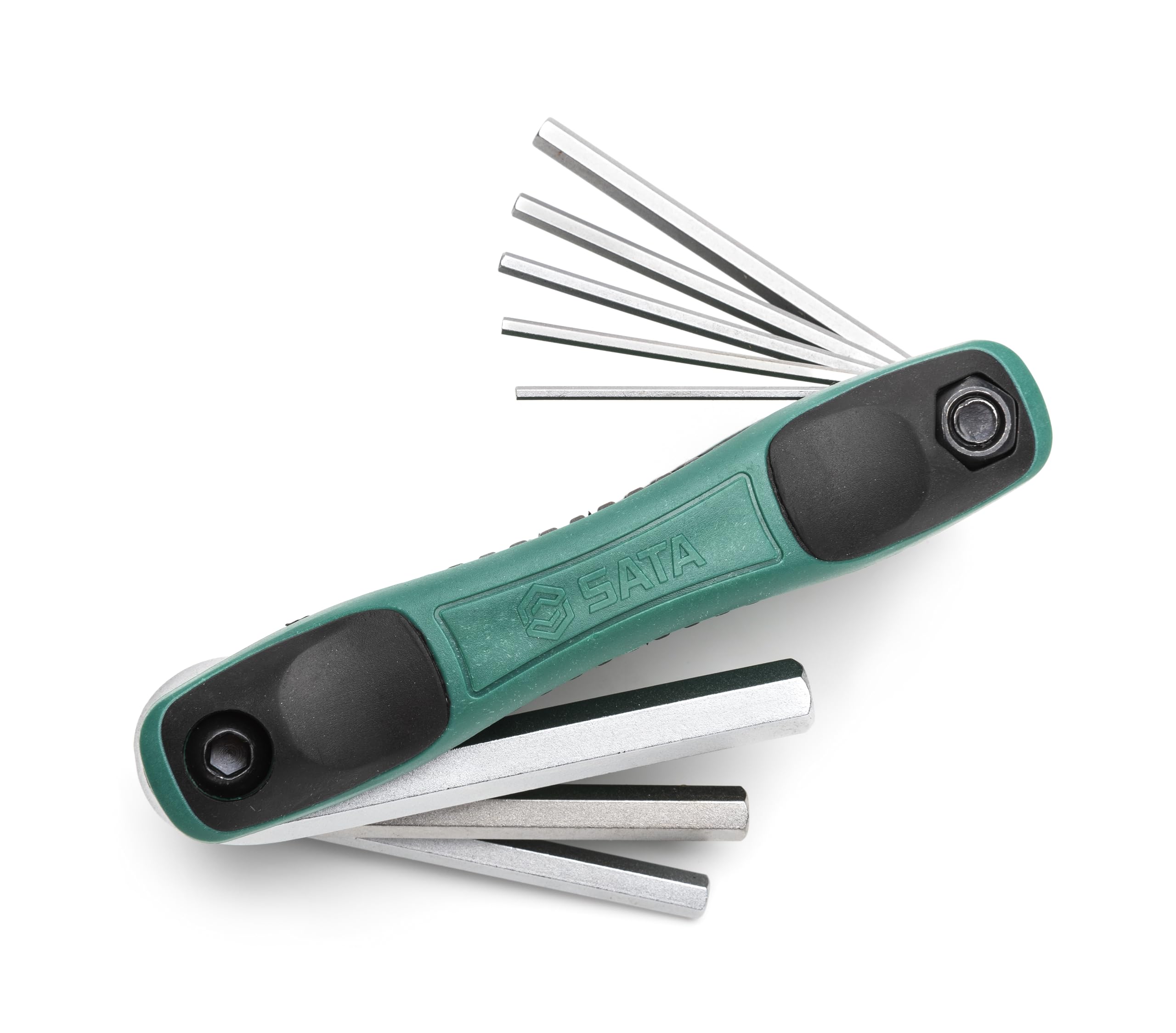 SATA ST09121SJ 8-Piece Metric Folding Hex Key Set, 1.5mm - 8mm, with Alloy Steel Construction and Ergonomic Dual Material Comfort Grip