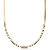 Barzel 18K Gold Plated Flat Herringbone Snake Chain Necklace for Women | Sizes 16-24 Inches | Made In Brazil