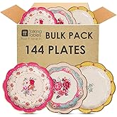 Talking Tables 144 x Vintage Floral Paper Plates Bulk Pack Pink Yellow, Truly Scrumptious Table Decorations, Disposable Tableware, Birthday, Mother's Day, Afternoon Tea Party, Baby Shower, 7’