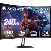 Amzfast 27 inch 240Hz Curved Monitor, FHD 1080p Gaming Monitor, Built-in Speakers, FreeSync, MPRT 1ms, 130% sRGB, 4000:1, 1500R, VESA Mount, HDMI 2.0&amp;DP 1.4, 12 Months Warranty Exchange, AMZG27C1 Pro