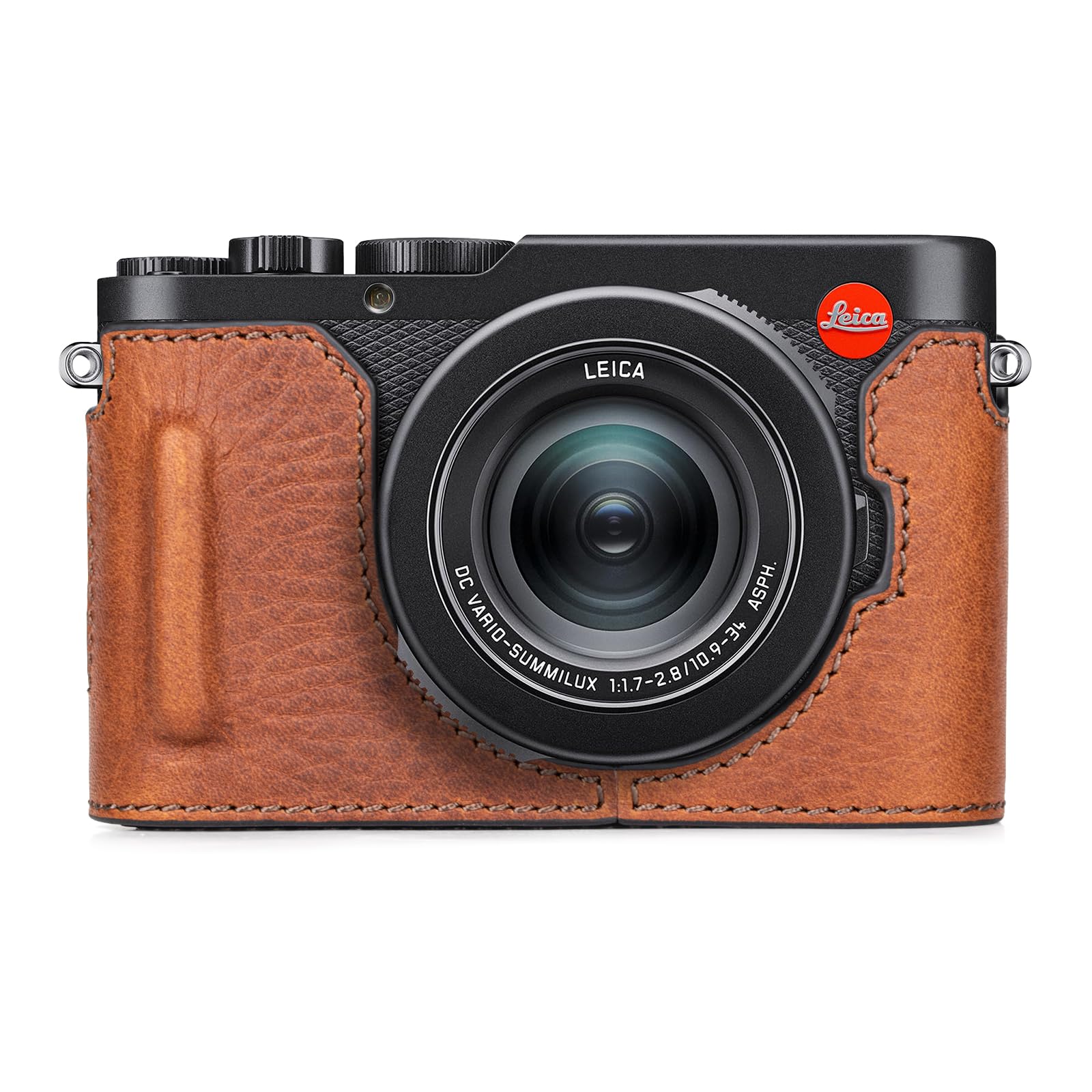MUZIRI KINOKOO Case for Leica D-LUX 8 Camera - Retro Style Genuine Leather Half Protective Case for Leica D LUX 8/ D-LUX8 Camera - with Opening Bottom and Hand Grip Design - Brown